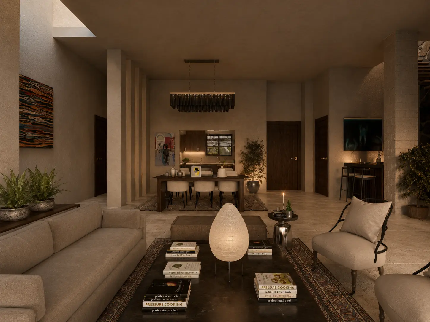 Rendering of the living and dining room